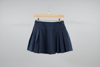 MESHKI Angie Pleated Buckle Mini Skirt- Dark Navy