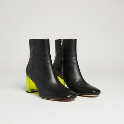 NUBIKK Black Ankle boots - Green Perspex Block Heels - Size 7.5 - In GOOD USED CONDITION