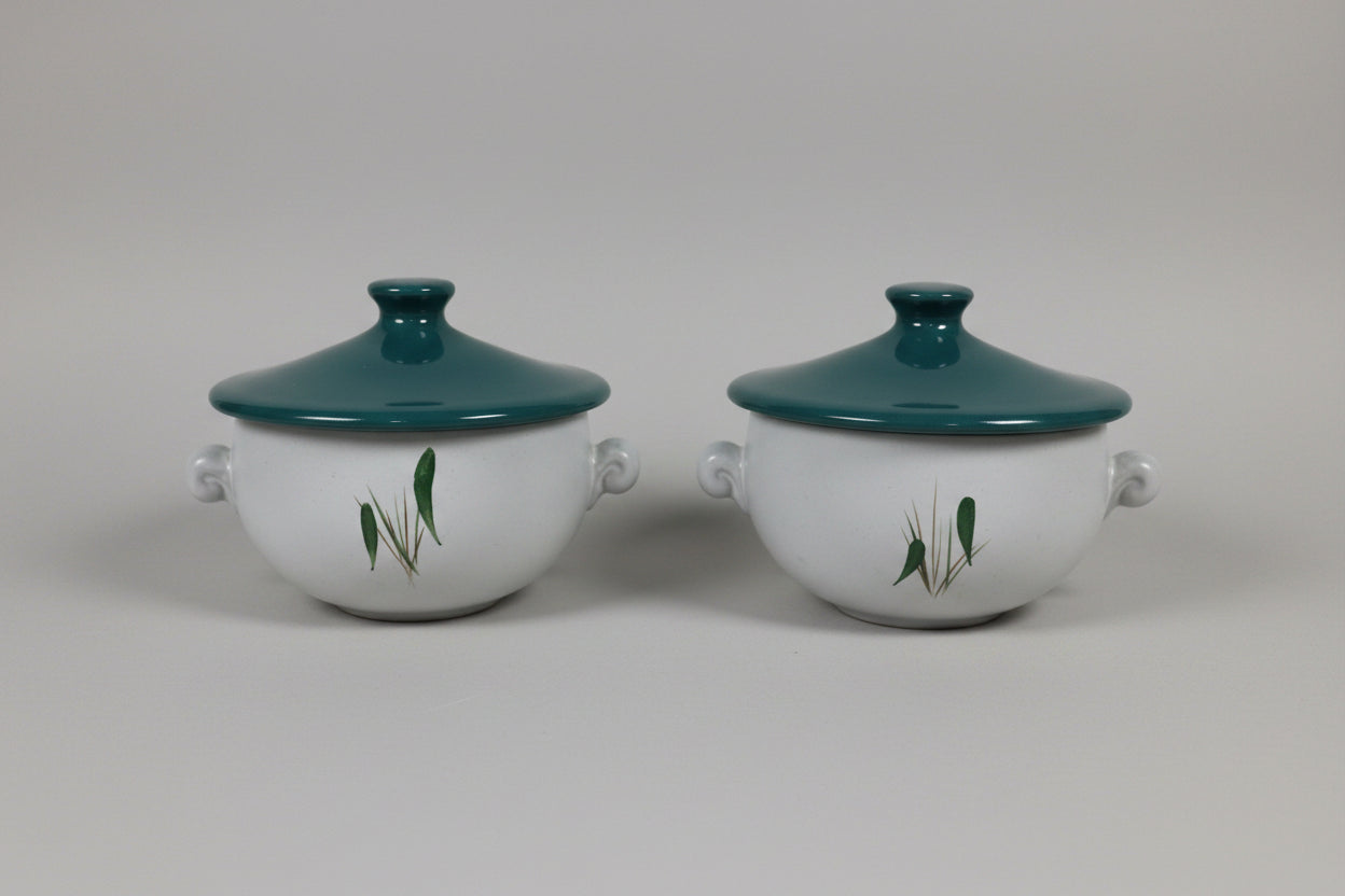 2 x Denby Green Wheat Lidded Soup Bowl