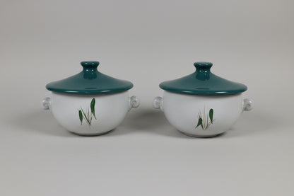2 x Denby Green Wheat Lidded Soup Bowl
