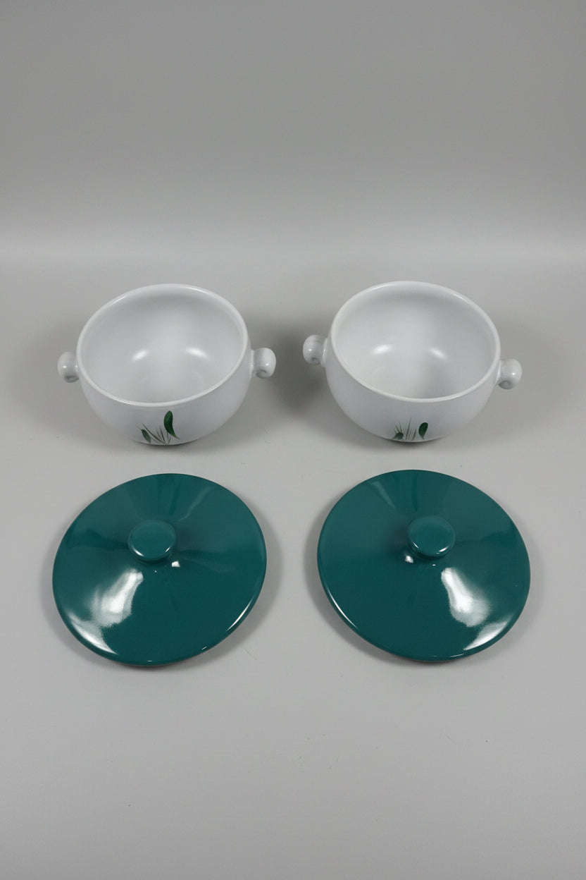 2 x Denby Green Wheat Lidded Soup Bowl