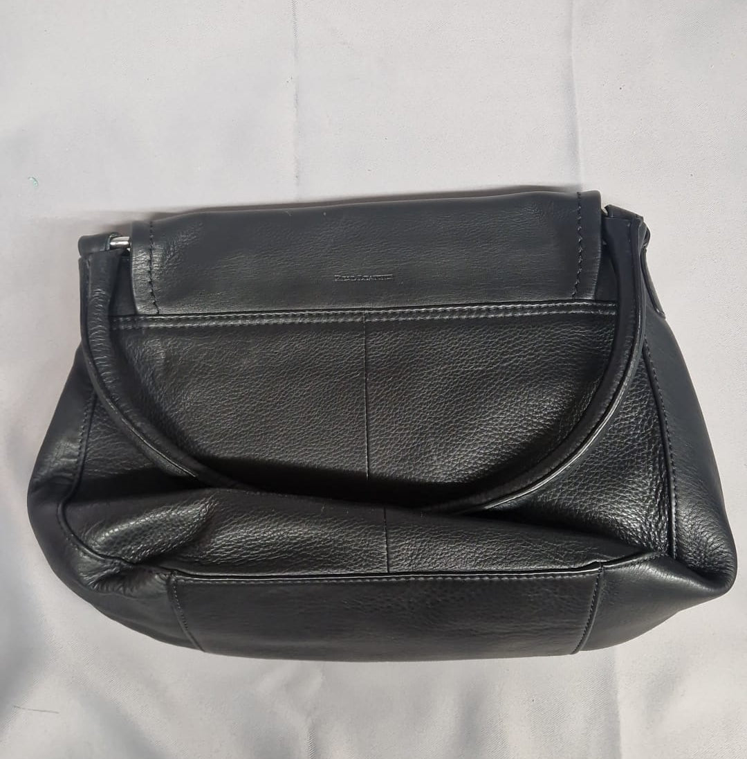 OSPREY Black Leather Butterfly Handbag - Top Handle Shoulder Grab Bag