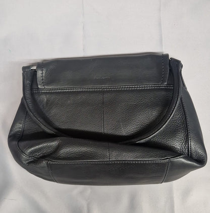 OSPREY Black Leather Butterfly Handbag - Top Handle Shoulder Grab Bag