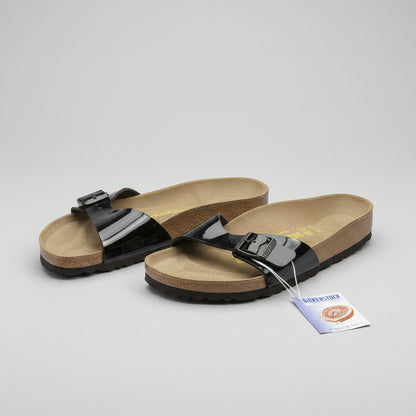 Birkenstock Madrid Buckled Shiny Black Sandals One Strap Slip-On's UK 5 EU 38
