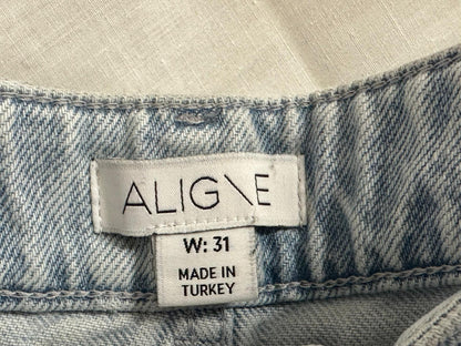 ALIGNE Freda High Wait Straight Leg Jeans W 31 65% Cotton Light Blue