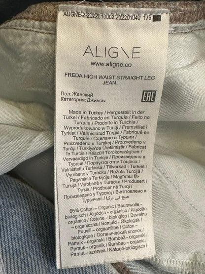ALIGNE Freda High Wait Straight Leg Jeans W 31 65% Cotton Light Blue