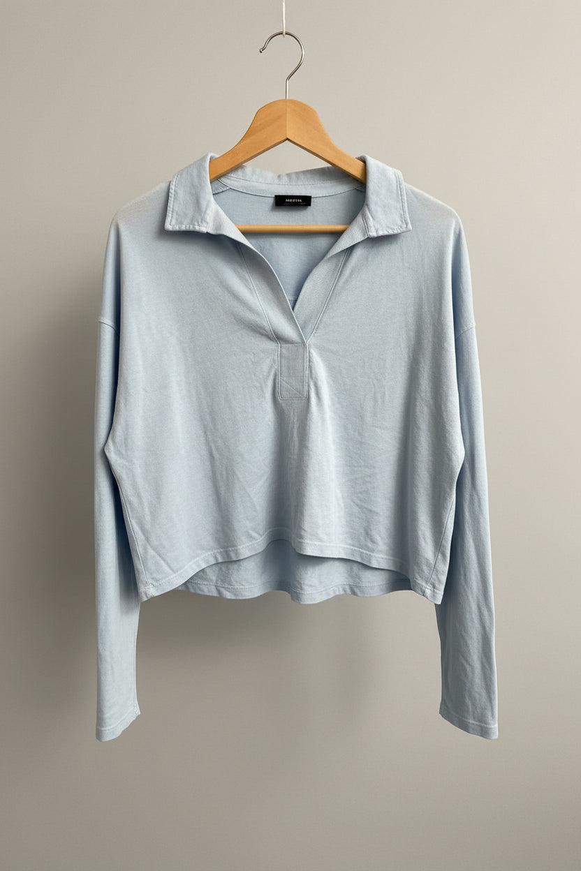 ME + EM Light Blue Long Sleeve Shirt Top 100% Cotton Size UK 10