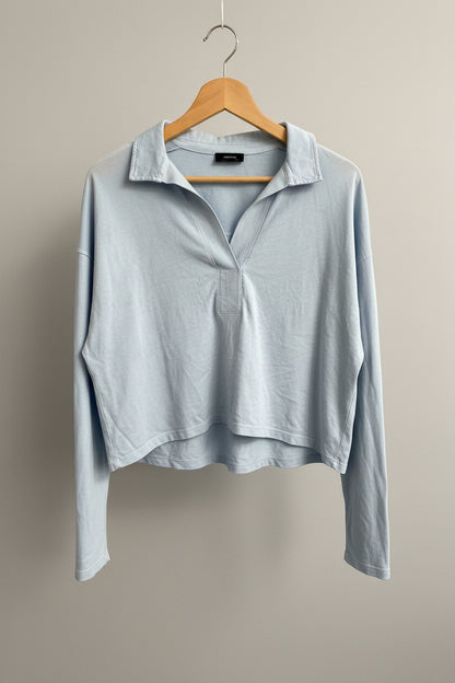 ME + EM Light Blue Long Sleeve Shirt Top 100% Cotton Size UK 10