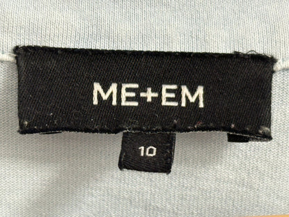 ME + EM Light Blue Long Sleeve Shirt Top 100% Cotton Size UK 10
