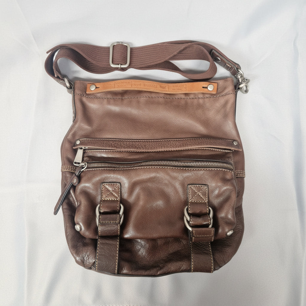 Fossil Brown leather crossbody bag