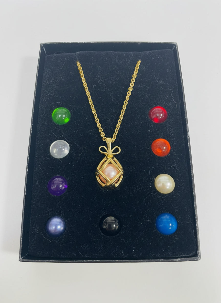 Vintage Joan Rivers Gold Plated Interchangeable Caged Ball Necklace