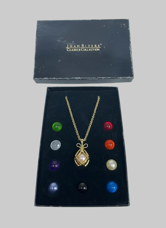 Vintage Joan Rivers Gold Plated Interchangeable Caged Ball Necklace