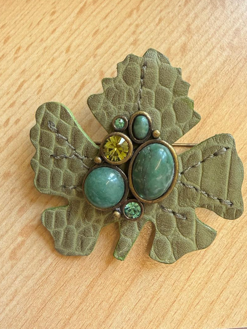 Vintage Green Danish designer Dyrberg/kern Brooch