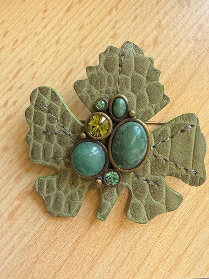 Vintage Green Danish designer Dyrberg/kern Brooch