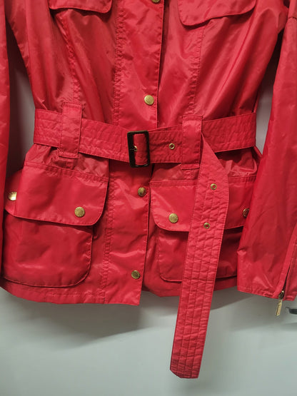 Barbour Red International Rainbow Jacket UK 10 EU 38 Belted