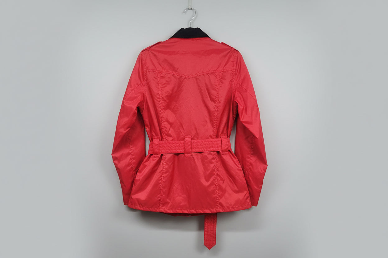 Barbour Red International Rainbow Jacket UK 10 EU 38 Belted