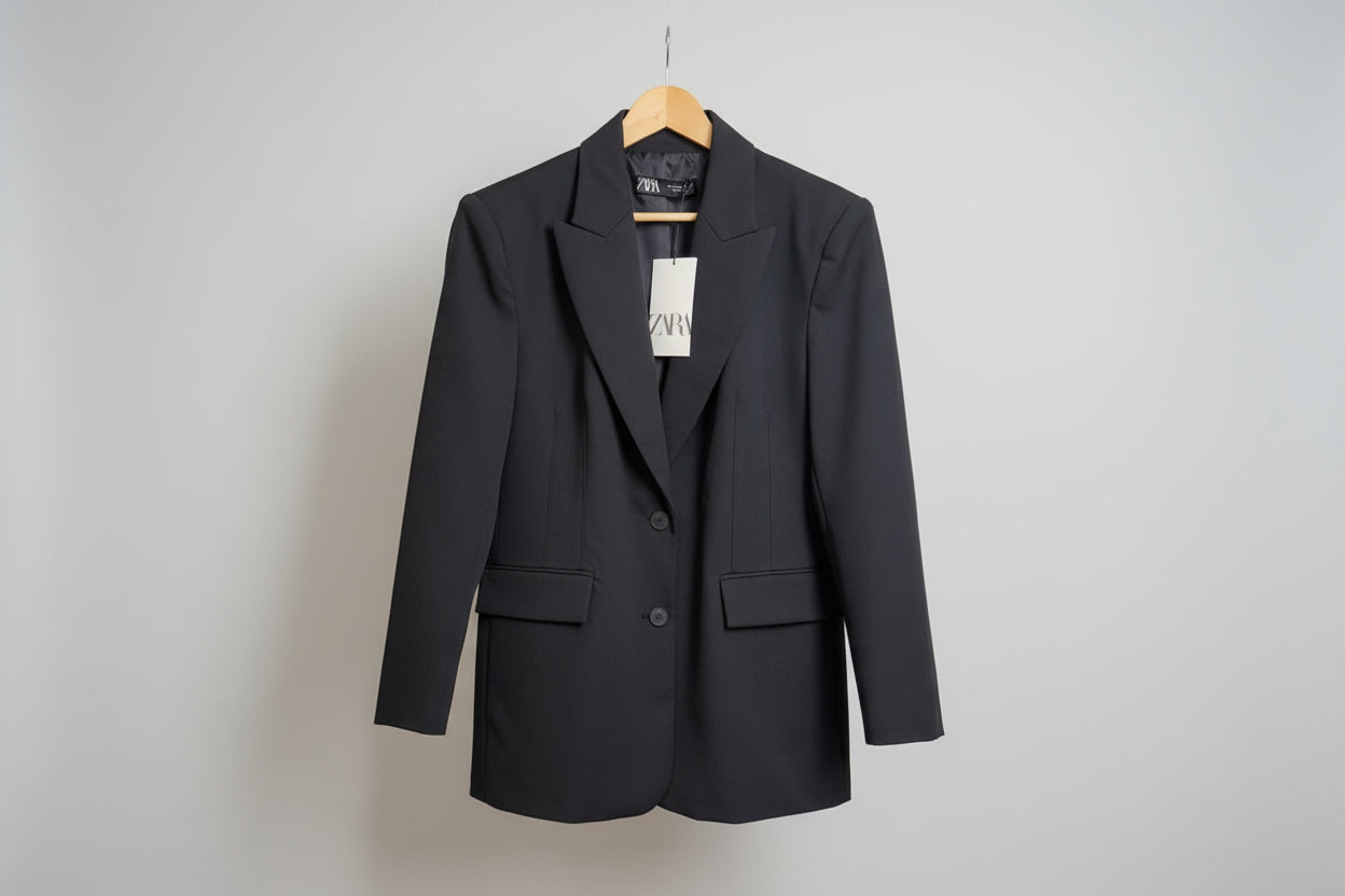 BNWT Zara (XL) Black Double-Breasted Blazer - Jacket - UK 14 16 EU 42 44 - RRP £59