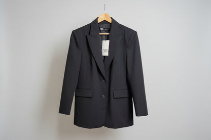 BNWT Zara (XL) Black Double-Breasted Blazer - Jacket - UK 14 16 EU 42 44 - RRP £59