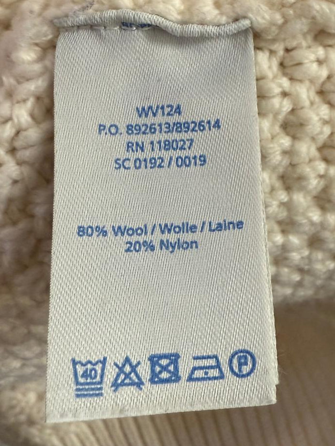 Boden Cream Cable-Knit Wool Jumper UK 12 14 EU 40 42 Chunky Sweater