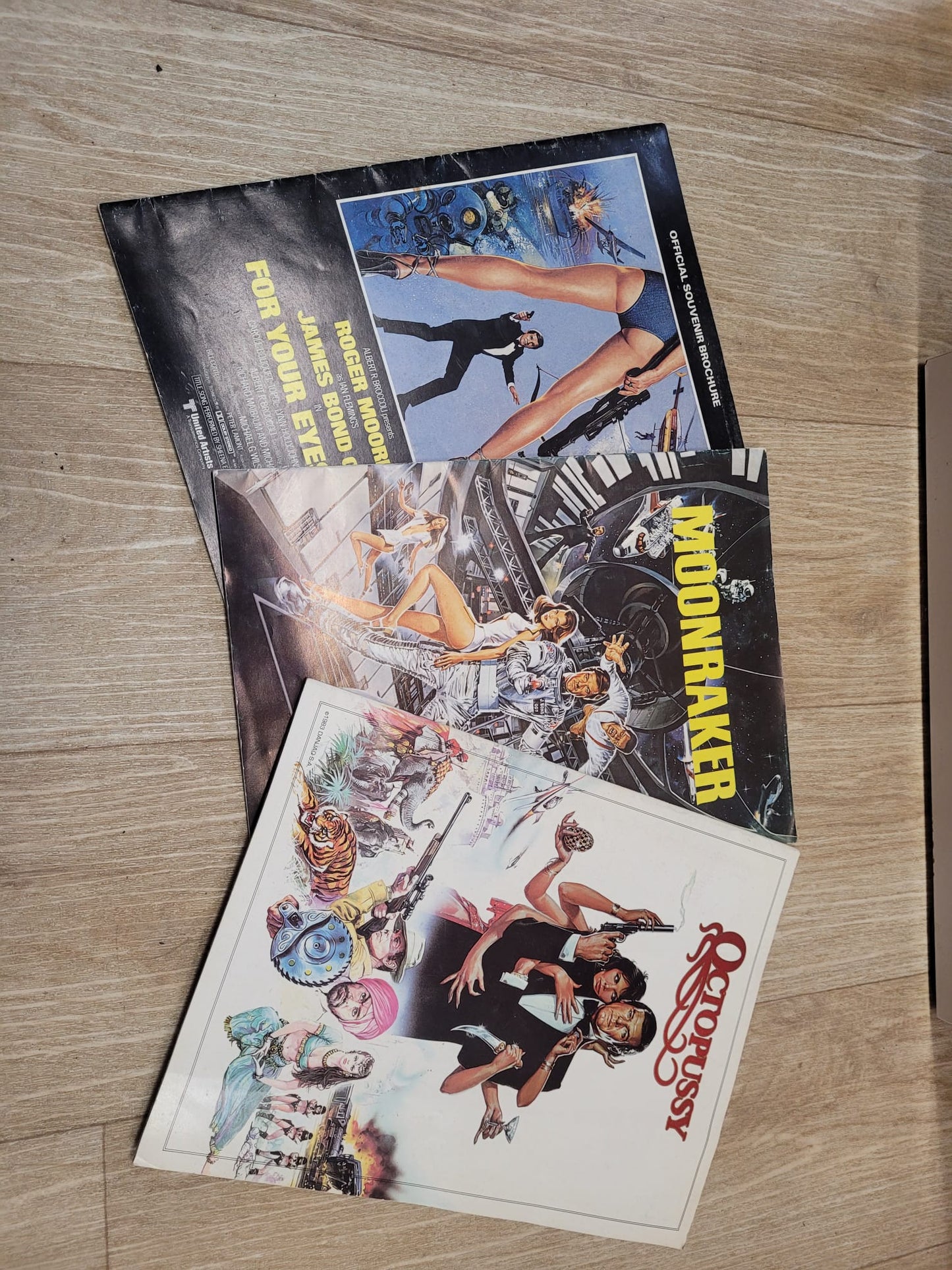 James Bond Movie Souvenir Brochures For Your Eyes Only, Octopussy, Moonraker