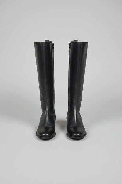 Knee High Boots - Aquatalia - Black Leather - Flat Riding - UK 6 EU 39