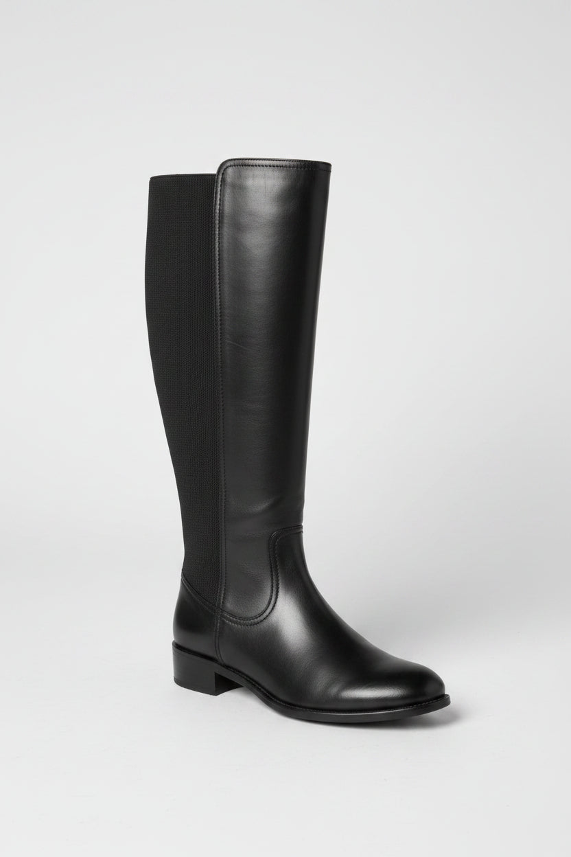 Knee High Boots - Aquatalia - Black Leather - Flat Riding - UK 6 EU 39