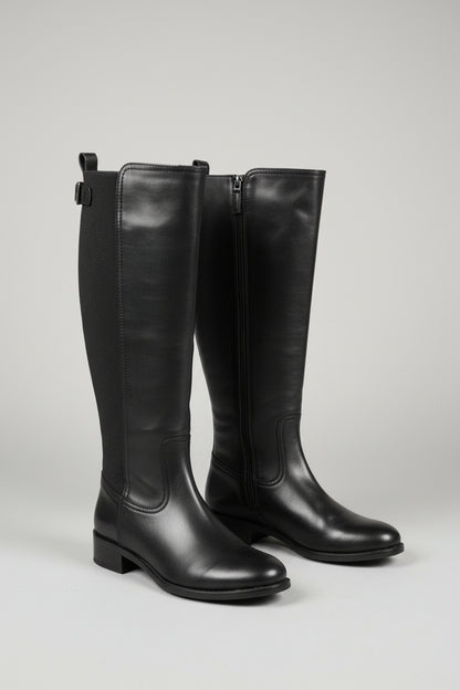 Knee High Boots - Aquatalia - Black Leather - Flat Riding - UK 6 EU 39