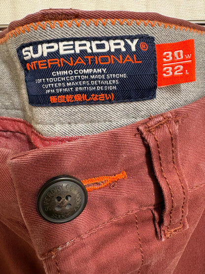 Superdry Mens Slim Fit Chinos in Smoke Paprika UK SIZE 30W X 32L USED VGC