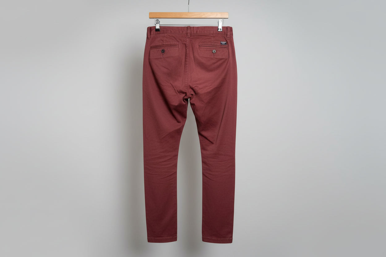 Superdry Mens Slim Fit Chinos in Smoke Paprika UK SIZE 30W X 32L USED VGC
