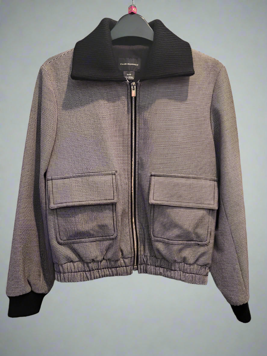 Club Monaco (XS) Houndstooth Jacket UK 6 8 EU 34 36 Bomber Collared Zipped
