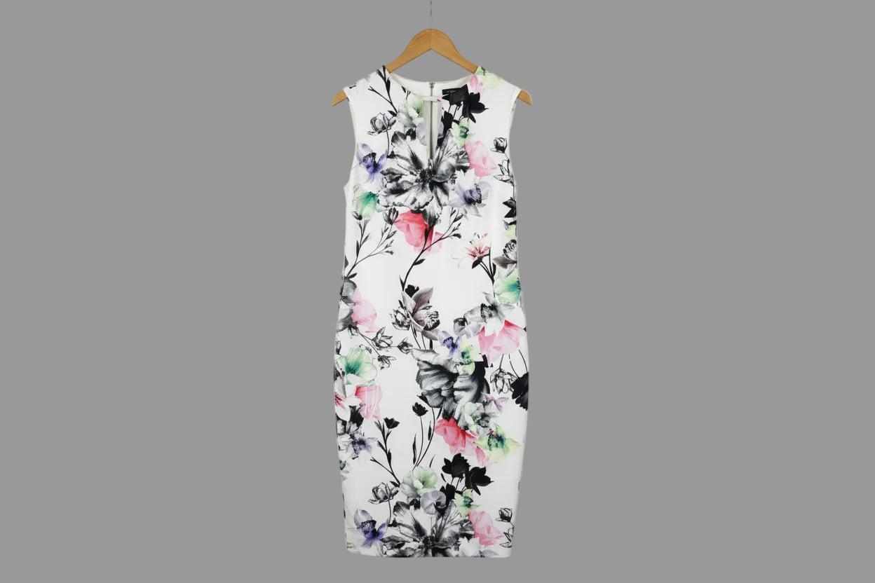 Coast Floral Print Scuba Pencil Dress - UK 16 EU 44 - Fitted Formal Party Wedding Guest