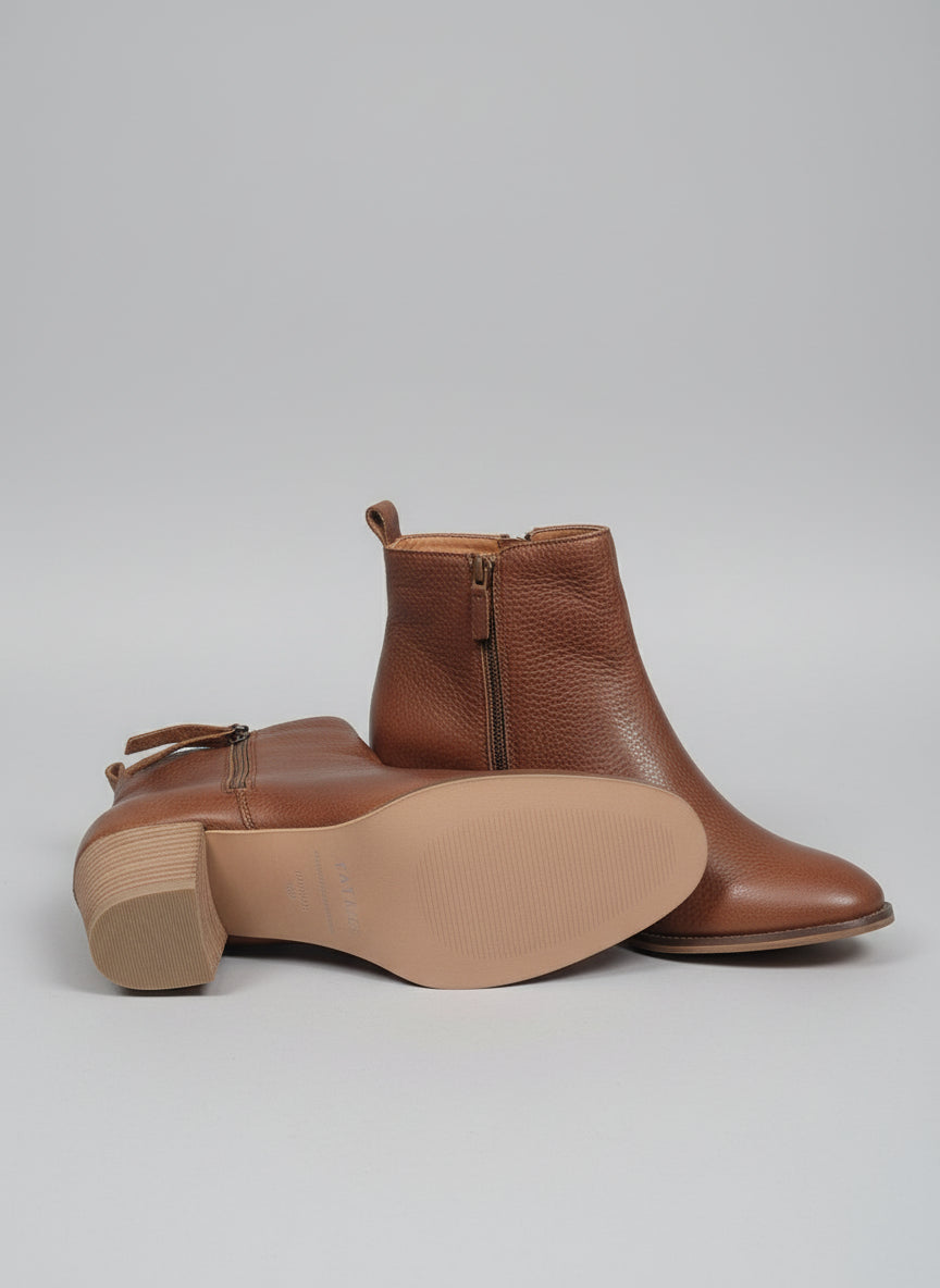 BNIB Fat Face Acorn Brown Ankle Boots UK 7 EU 40 Leather Heeled Zipped £75