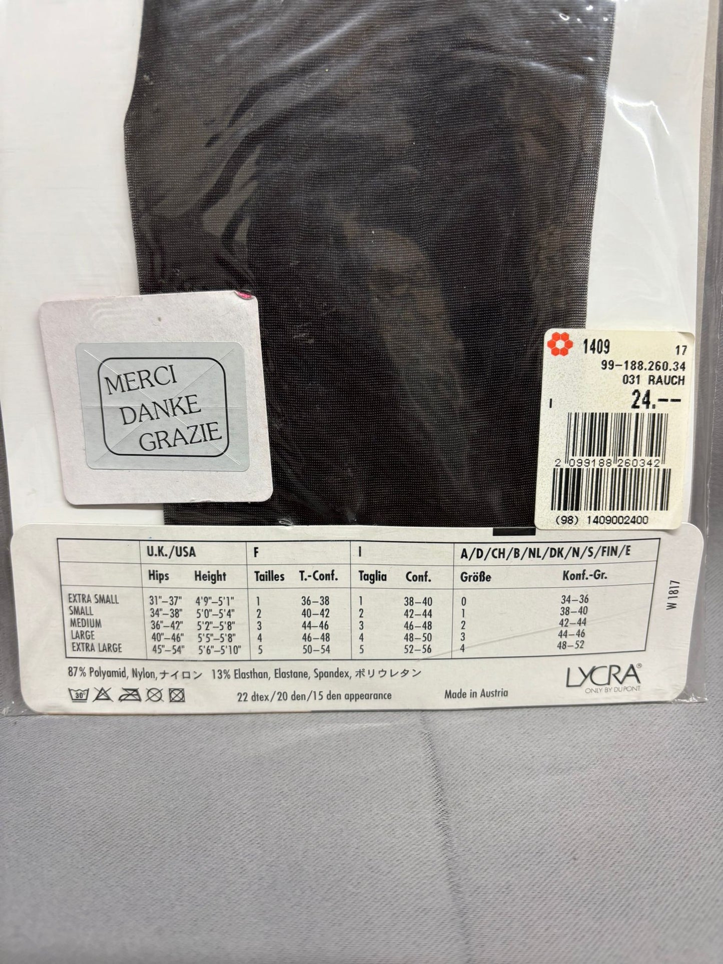 Wolford Satin Touch Black Tights Size Small