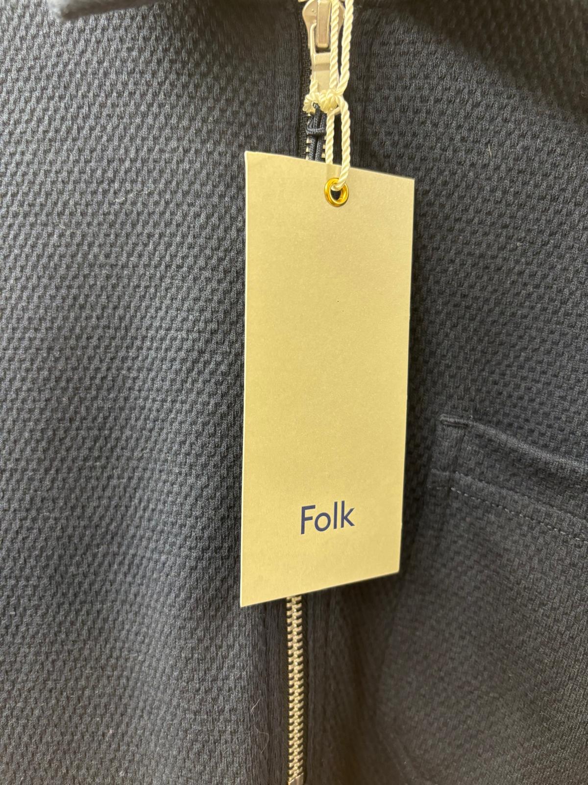 BNWT Folk (3) Blue Garter Jumper Size Medium 1/4 Zip Cotton Blend £175