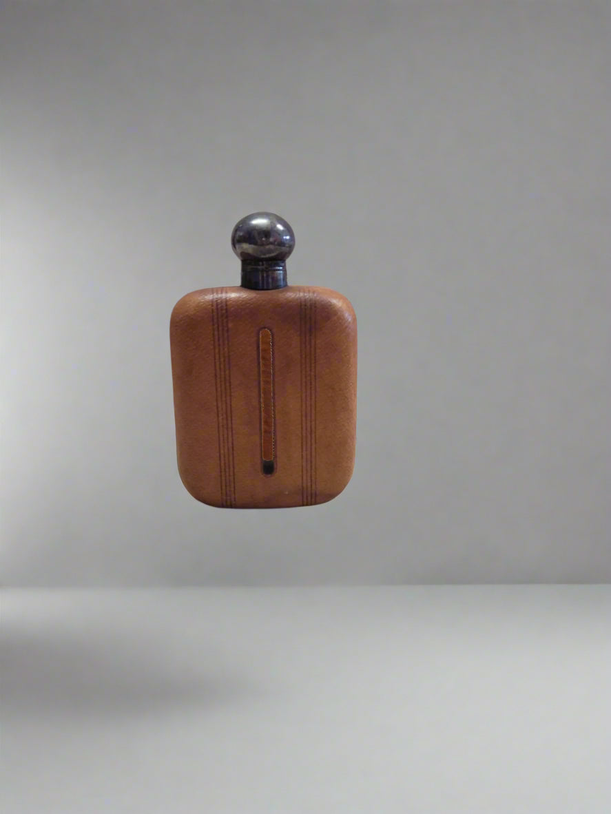 Vintage Brown Leather Hip Flask