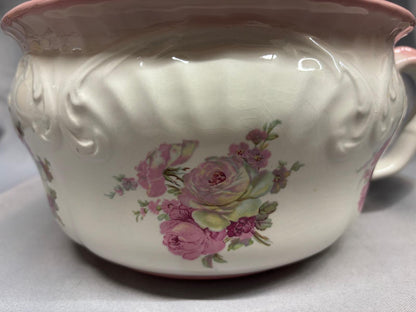 James Kent White Floral Ceramic Bed Pan Potty - Vintage