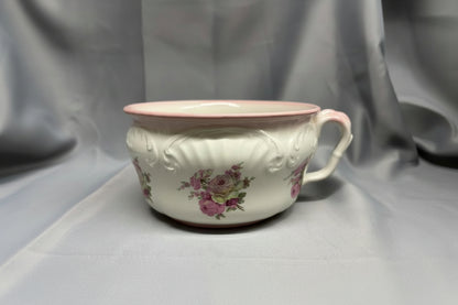 James Kent White Floral Ceramic Bed Pan Potty - Vintage
