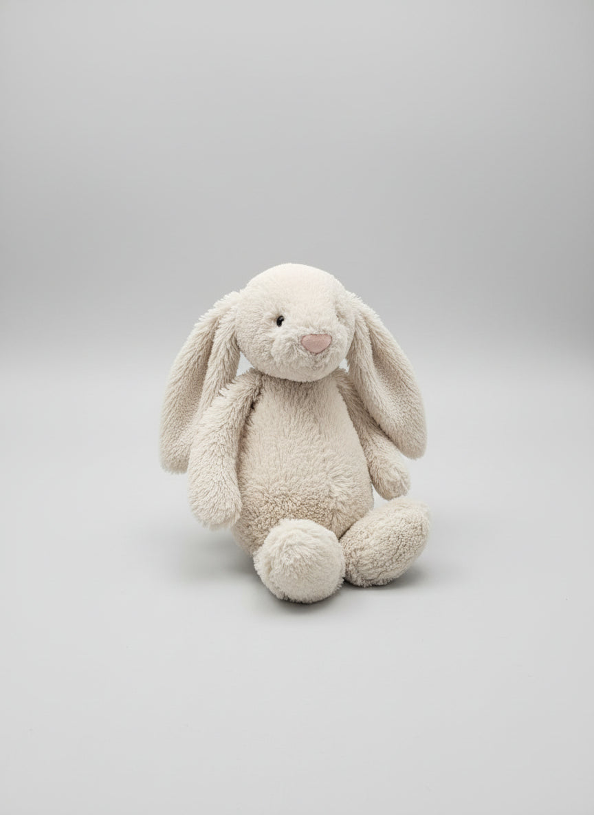 Jellycat London Bashful Bunny Rabbit 12" Plush Cream White Pink Nose Used Condition