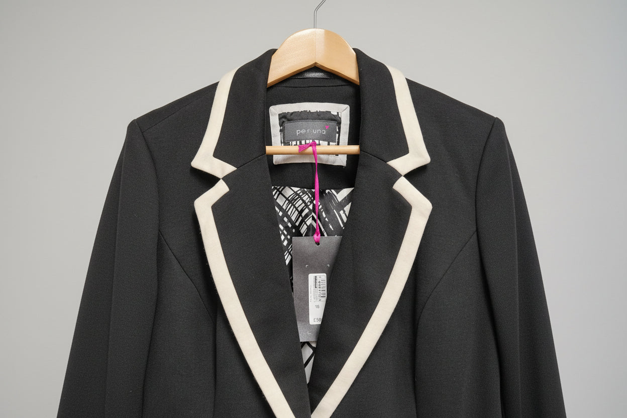 Per Una Black & White Blazer M&S UK 16 EU 44 Jacket - BNWT New