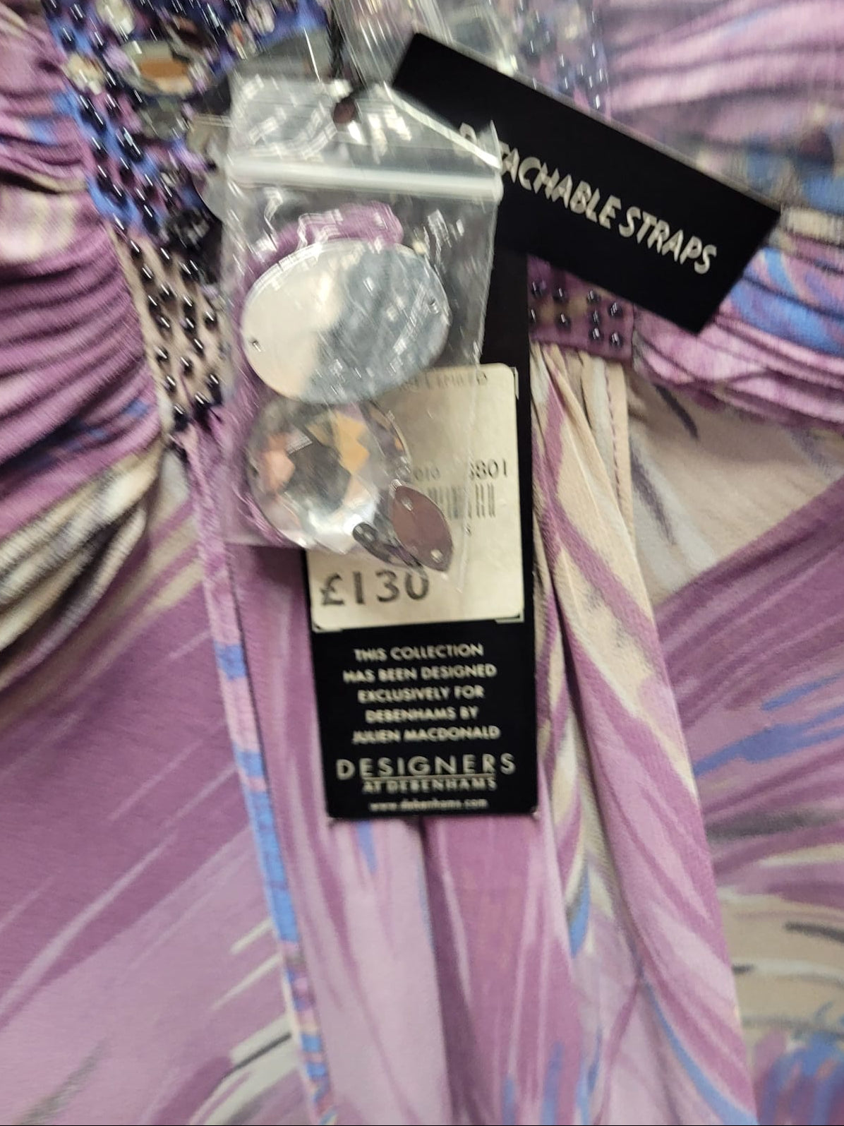 BNWT Star ByJulien McDonald UK 14 UE 42 Purple Tropical Print Midi Dress RRP £130