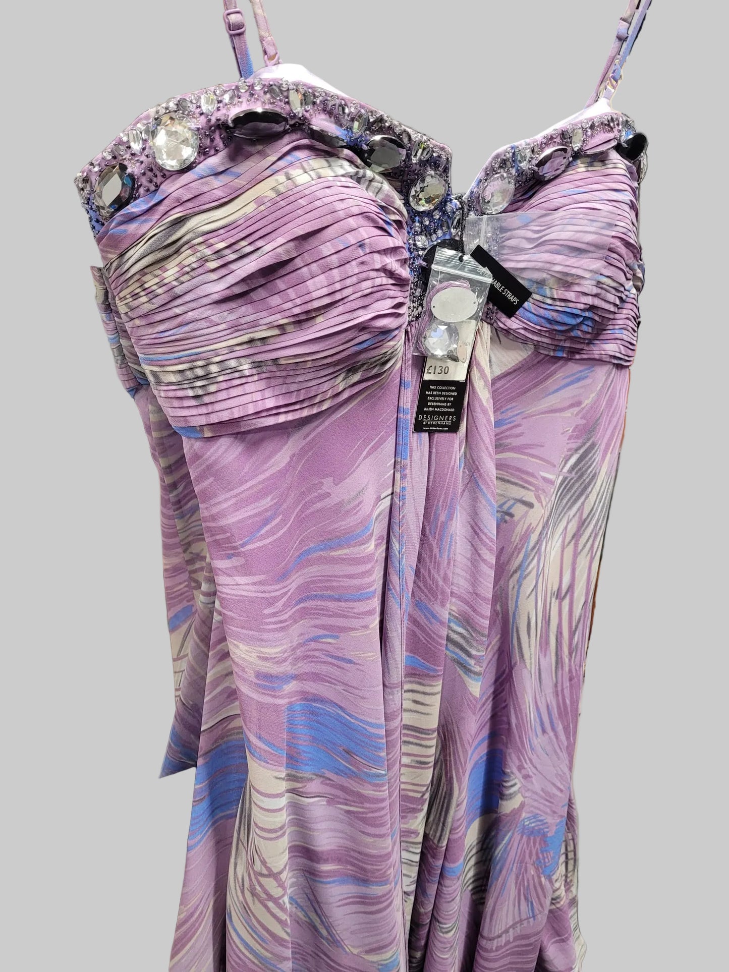 BNWT Star ByJulien McDonald UK 14 UE 42 Purple Tropical Print Midi Dress RRP £130