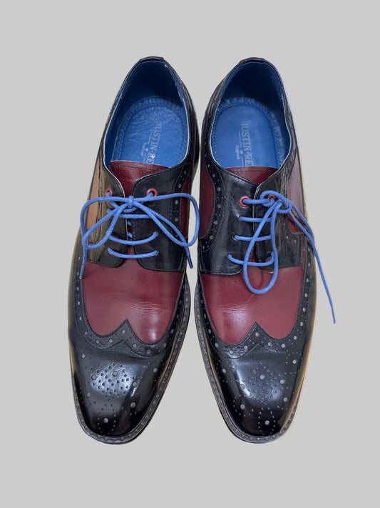 Justin Reece ALTON Men's Leather Brogue shoes UK 10 EU 44 - Burgundy & Navy