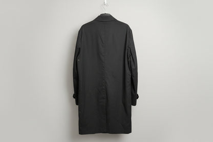 New & Lingwood Black Long Mac Size Large Cotton Blend Buttoned Midi-Length - GOOD USED CONDITION