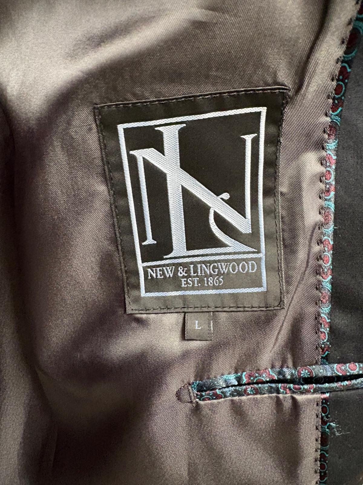 New & Lingwood Black Long Mac Size Large Cotton Blend Buttoned Midi-Length - GOOD USED CONDITION