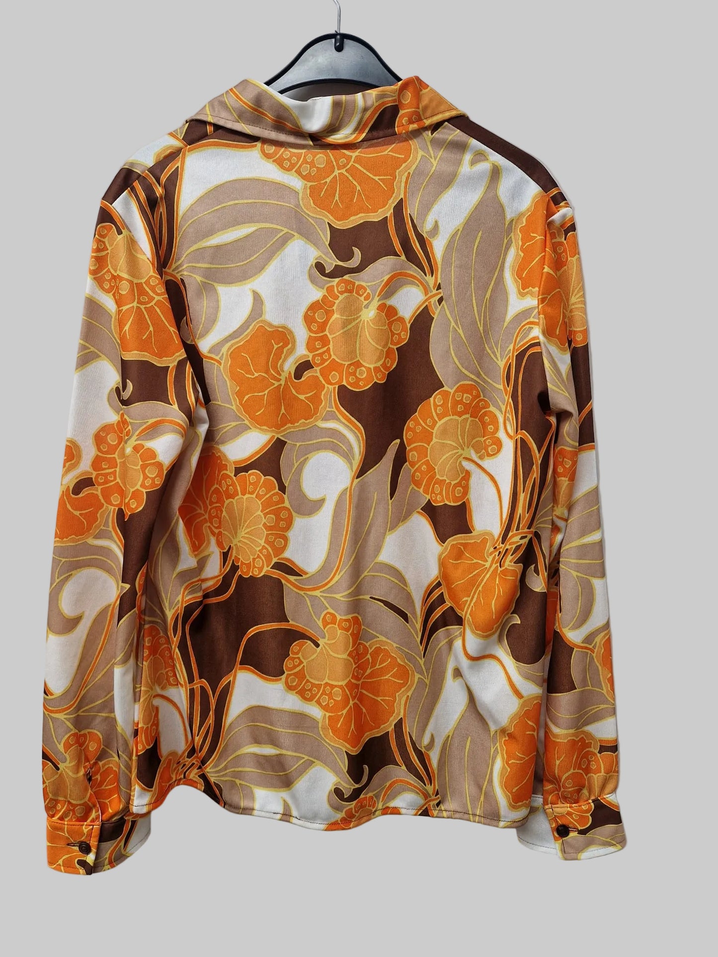 Vintage St. Michael Orange Floral Shirt UK 10 EU 38 Psychedelic Bright Collared Blouse