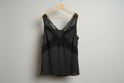 Mint Velvet Green & Black Lace Strap Camisole Vet Top UK 14 EU 42