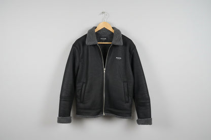 Nicce mens Sherpa fleece lined Aviator style jacket - USED VGC UK SIZE MEDIUM