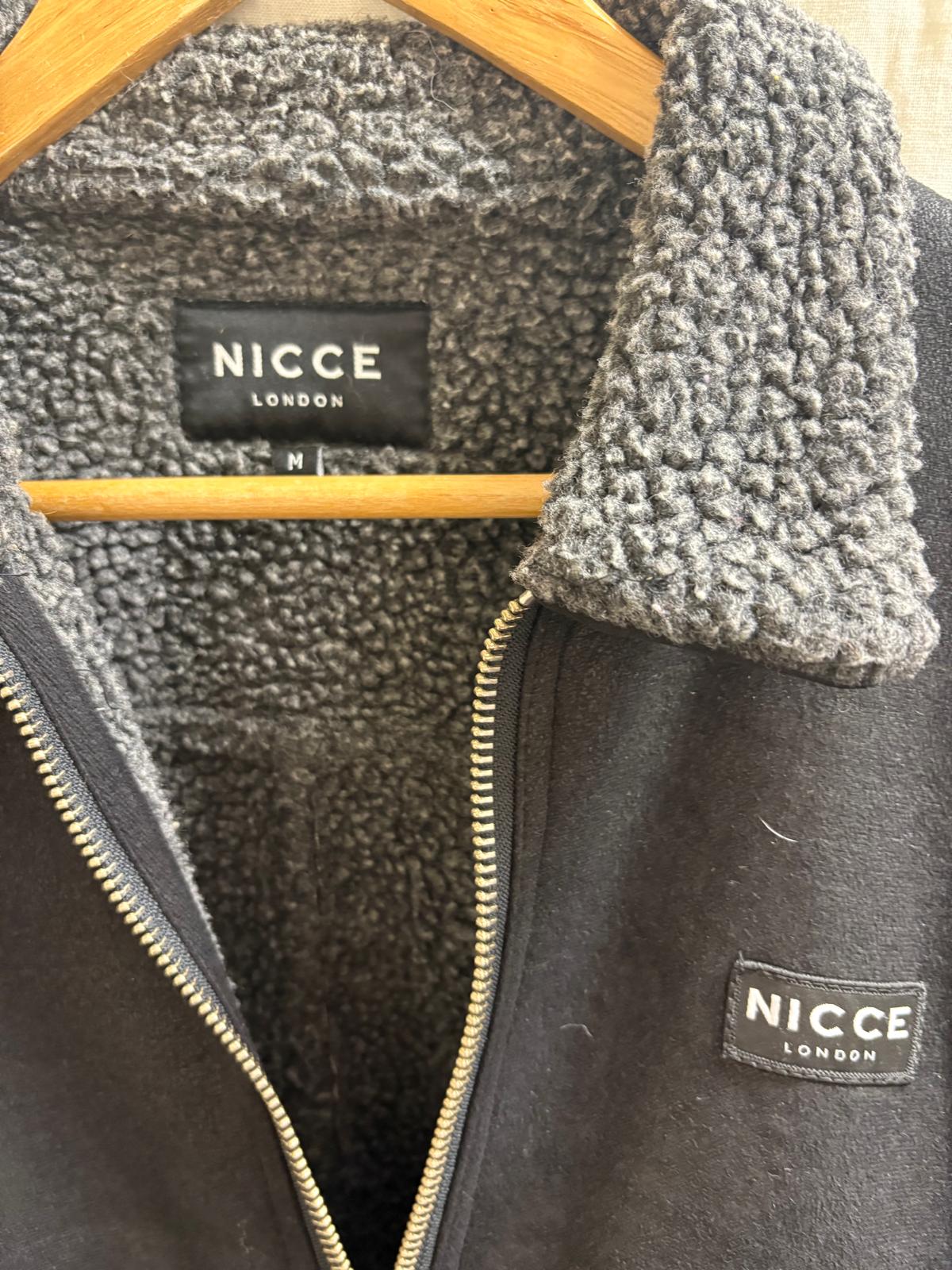 Nicce mens Sherpa fleece lined Aviator style jacket - USED VGC UK SIZE MEDIUM