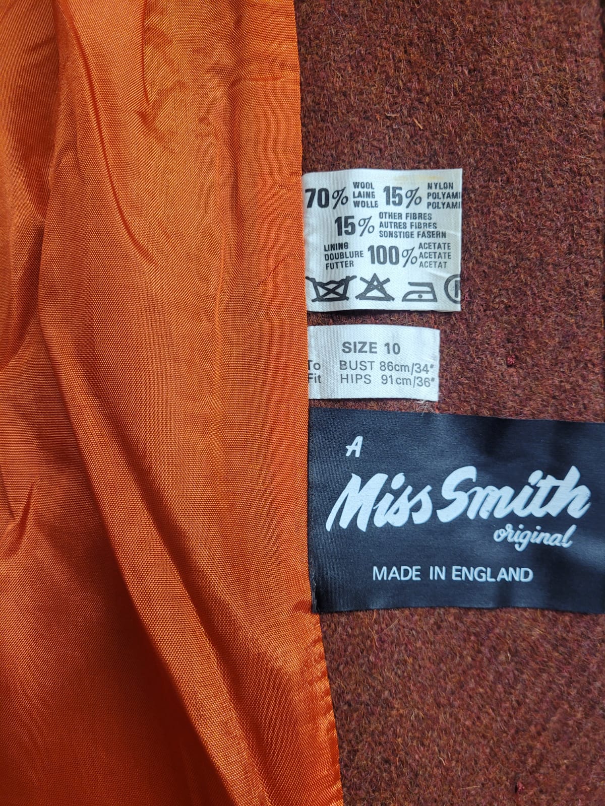 BNWT Miss Smith Red Orange Tweed Coat Jacket Belted Buttoned Long Midi