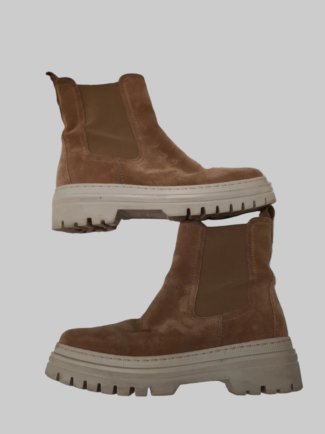 Gabor Tan Chunky Suede Ankle Boots Chelsea Size 4.5